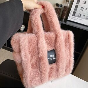 Pink Faux Fur Tote Bag